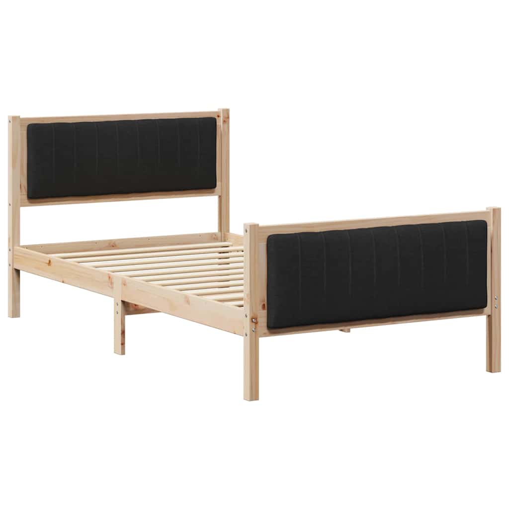 Bed frame Brown and black 100 x 200 cm Solid pine wood